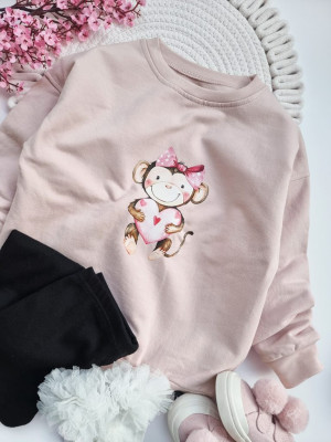 Bluza dziecięca z nadrukiem małpki z serduszkiem