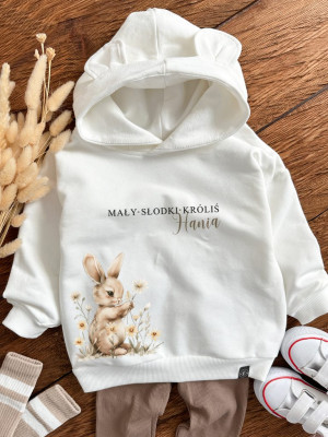 Bluza z kapturem z uszkami mały słodki króliś na łące