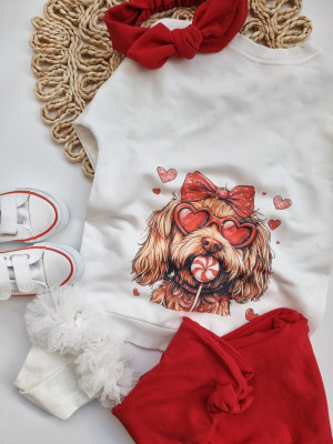 Bluza dziecięca z nadrukiem pieska z lizakiem