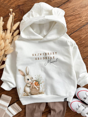 Bluza z kapturem z uszkami słodziak króliczek z koszem marchewek