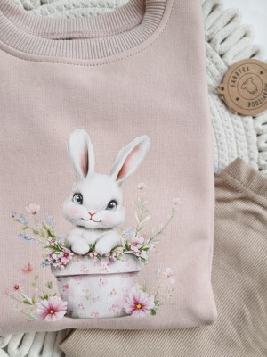 Bluza dziecięca króliczek w kwiatowej doniczce