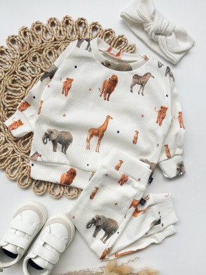Prążkowany komplet safari (bluza + spodnie)