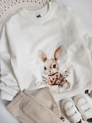 Bluza dziecięca króliczek z bukietem kwiatów