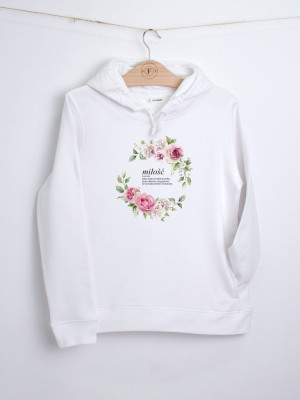 Bluza unisex z kapturem z kwiatowym wieńcem miłość definicja