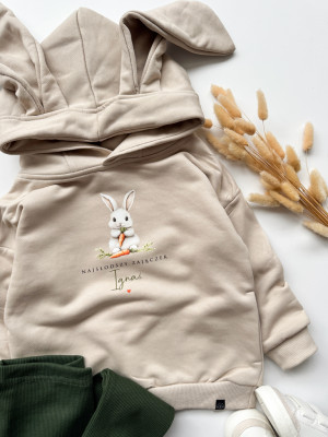 Bluza z kapturem z uszkami zajączka najsłodszy zajączek z marcheweczką