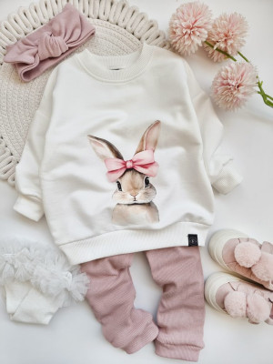 Bluza dziecięca króliczek z różową kokardą