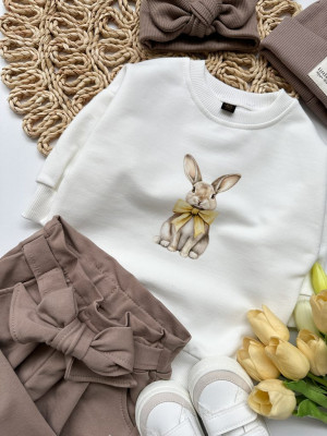 Bluza dziecięca zajączek z żółtą kokardą