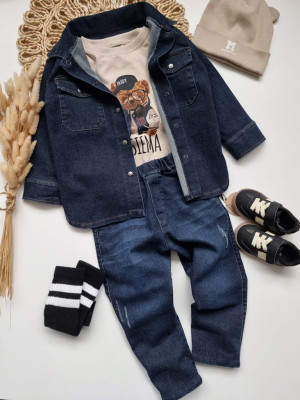 Komplet dla chłopca koszula i spodnie jeans