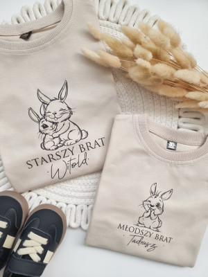 Zestaw dla braci z nadrukiem króliczków