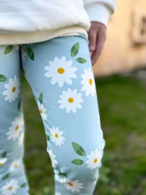 Legginsy dziecięce błękitne stokrotki