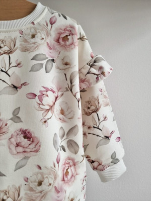 Bluza dla dziewczynki z falbankami ogród piwonii