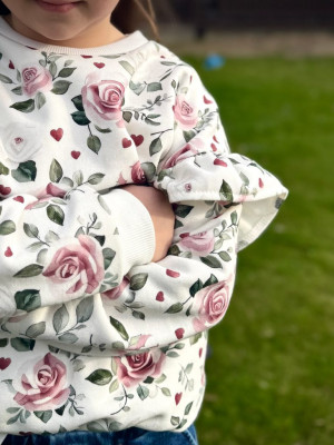 Bluza dla dziewczynki z falbankami róże i serca