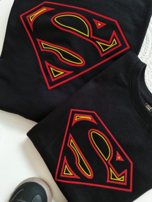 Komplet dla taty i dziecka kolorowy superman