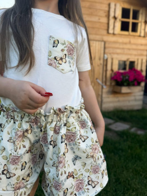 Koszulka dziecięca z kieszonką ogród motyli