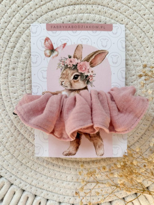 Gumka scrunchie do włosów muślinowa brudny róż