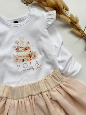 Body niemowlęce z falbankami przy rękawach sweet birthday Girl