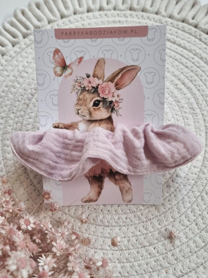 Gumka scrunchie do włosów muślinowa pastelowy róż