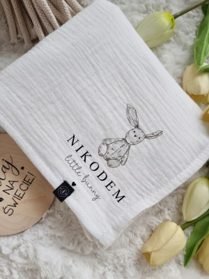 Pieluszka muślinowa ecru little bunny