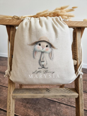Worek dla dziecka little bunny króliś w kapeluszu + imię