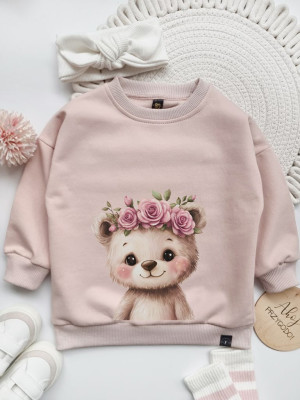 Bluza dziecięca z nadrukiem misia w wianku