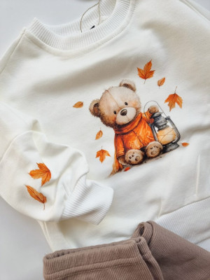 Bluza dziecięca z nadrukiem misia z lampionem