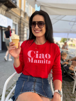 Bluza damska czerwona z nadrukiem Ciao Mamita