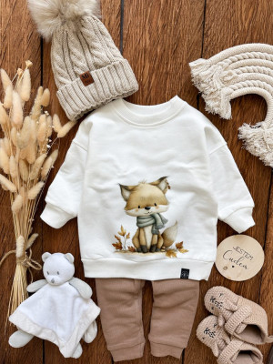 Bluza dziecięca z nadrukiem liska w szaliku