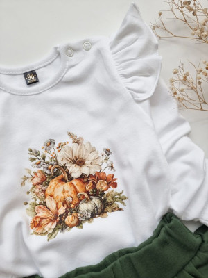 Body niemowlęce z falbankami przy rękawach vintage dynia