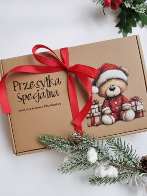 Pudełko na prezent świąteczny z misiem przesyłka specjalna