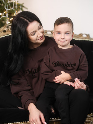 Bluza dziecięca czekoladowa z nadrukiem Bambino