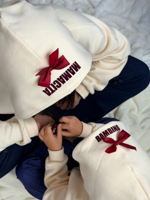 Bluza dziecięca z kapturem waniliowa z kokardą bambino