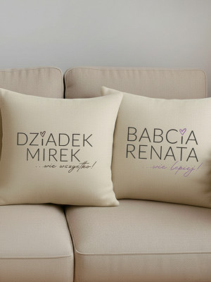 2pak poduszek Dziadek wie wszystko, Babcia wie lepiej