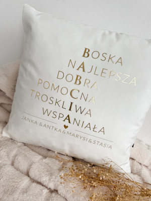 Poduszka welurowa z nadrukiem Babcia-krzyżówka