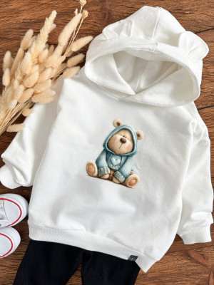 Bluza z kapturem z uszkami misio w niebieskim sweterku