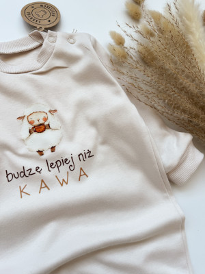 Pajac niemowlęcy z barankiem budzę lepiej niż kawa