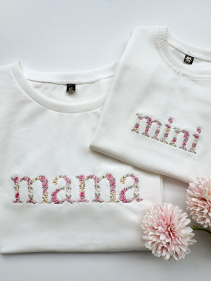 Komplet koszulek z haftem mama mini
