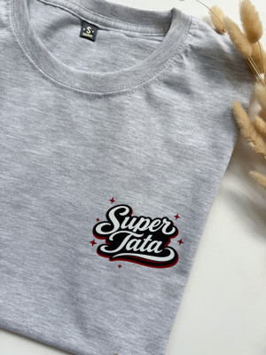 Szara koszulka męska z nadrukiem super tata