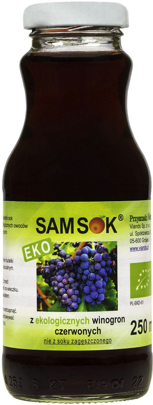 SAM SOK Z CZERWONYCH WINOGRON NFC BIO 250 ml
