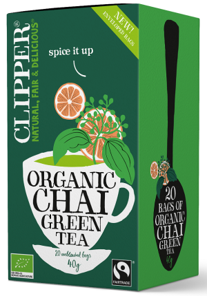 HERBATA ZIELONA CHAI Z CYNAMONEM I KARDAMONEM FAIR TRADE BIO (20 x 2 g) 40 g