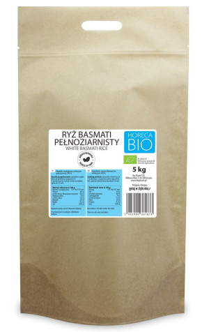 RYŻ BASMATI PEŁNOZIARNISTY BIO 5 kg
