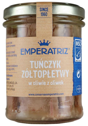 TUŃCZYK ŻÓŁTOPŁETWY MSC W OLIWIE Z OLIWEK 200 g (130 g)