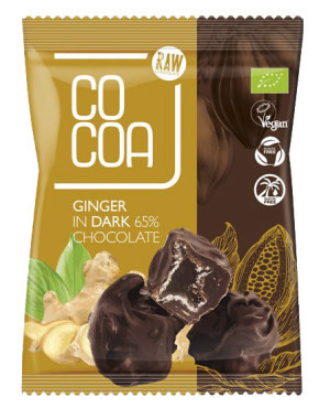 IMBIR W CIEMNEJ CZEKOLADZIE 65% BIO 70 g