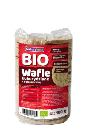 WAFLE KUKURYDZIANE PEŁNOZIARNISTE Z SOLĄ MORSKĄ BIO 100 g