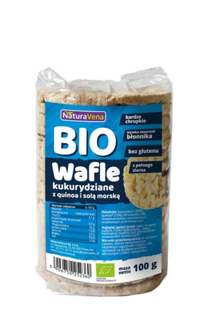 WAFLE KUKURYDZIANE PEŁNOZIARNISTE Z QUINOA I SOLĄ MORSKĄ BIO 100 g
