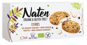 CIASTKA OWSIANE Z CZEKOLADĄ I ORZECHAMI LASKOWYMI BEZGLUTENOWE BIO 120 g