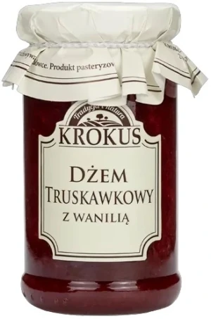 DŻEM TRUSKAWKOWY Z WANILIĄ O OBNIŻONEJ ZAWARTOŚCI CUKRU BEZGLUTENOWY 235 g