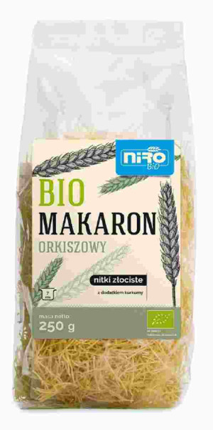 MAKARON ORKISZOWY NITKI Z KURKUMĄ BIO 250 g