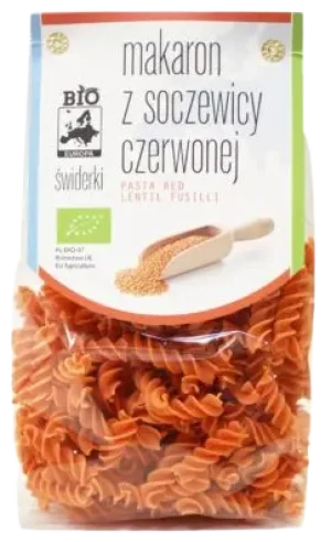 MAKARON Z SOCZEWICY CZERWONEJ ŚWIDERKI BIO 250 g
