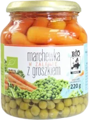 MARCHEWKA W ZALEWIE Z GROSZKIEM BIO 340 g (220 g) (SŁOIK)