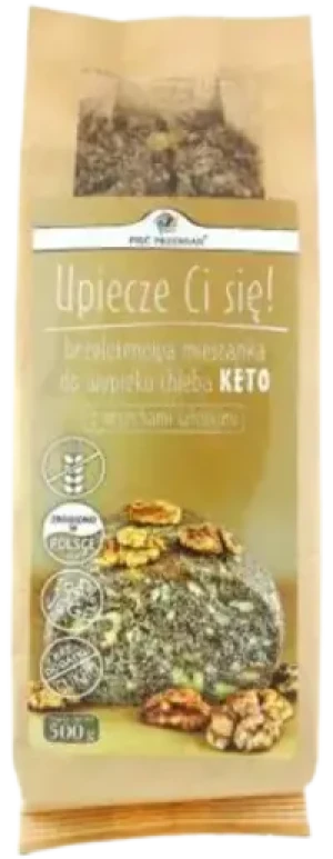 MIESZANKA KETO DO WYPIEKU CHLEBA Z ORZECHAMI WŁOSKIMI BEZGLUTENOWA 500 g